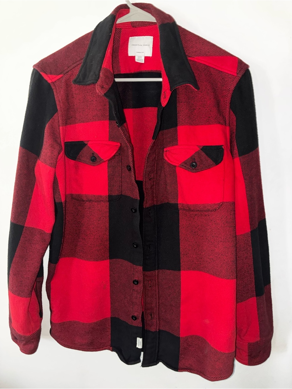 American Eagle Outfitters Red & Black Buffalo Plaid Button-Up Jacket
